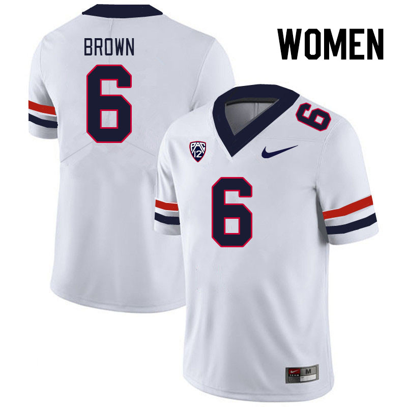 Women #6 Taye Brown Arizona Wildcats College Football Jerseys Stitched Sale-White